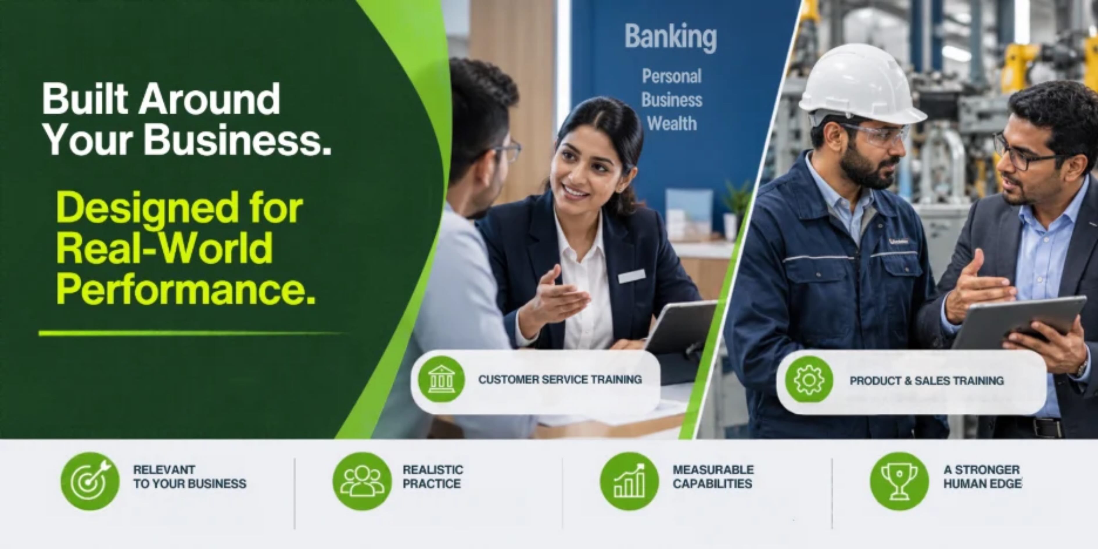 Custom eLearning tailored to banking and manufacturing workplace performance
