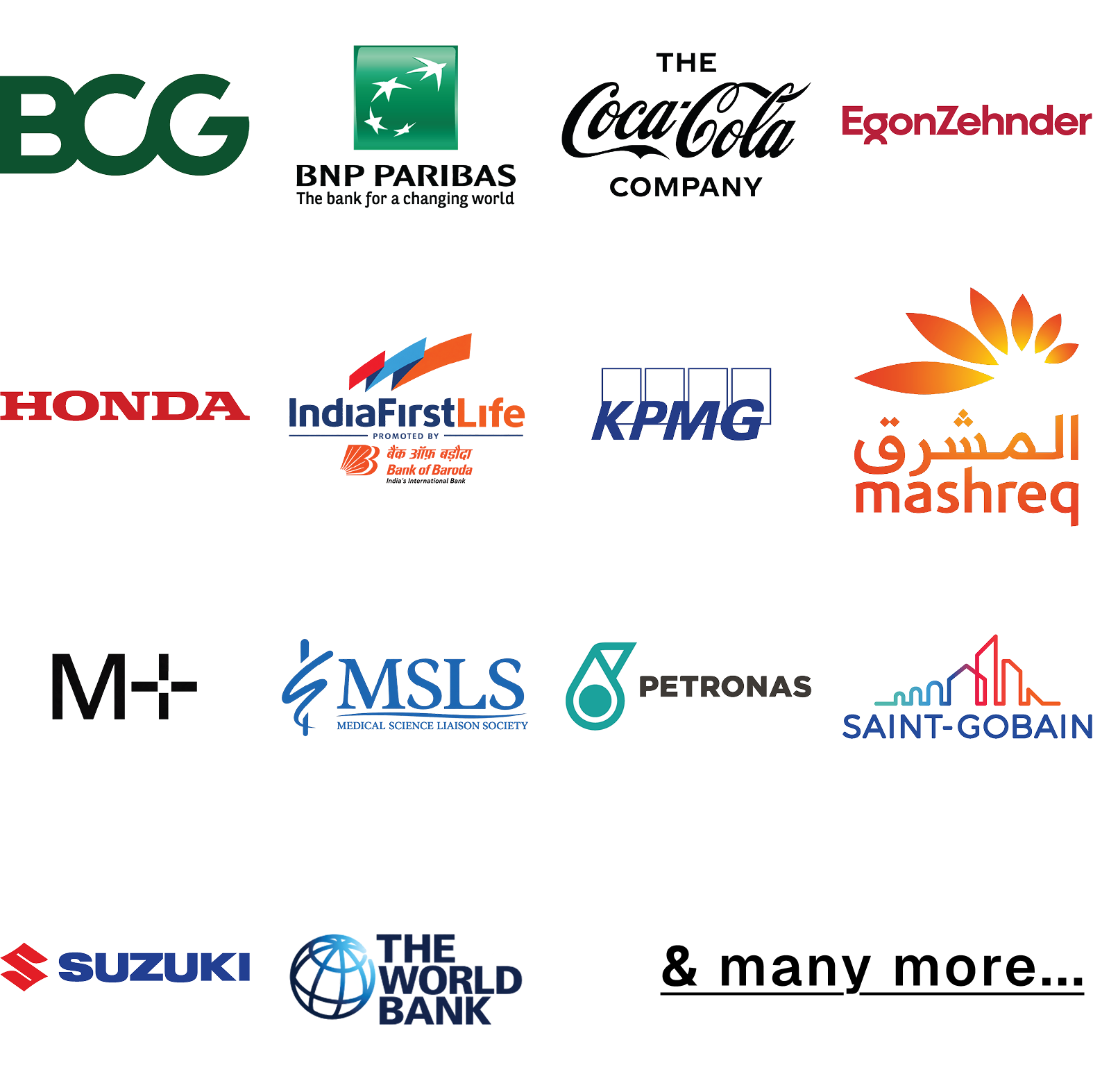 Walmart, Glenmark, KPMG, Petronas, SBI, CMA CGM, Saint-Gobain, RBI, Coca-Cola, Optum, Maruti Suzuki and IOCL